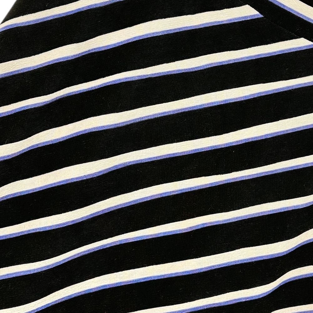 Chicos Striped Geometric Pattern Maxi Skirt Black White Blue SZ XS High Low Hem - Picture 3 of 7